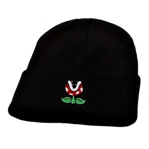 NWOT Awesome Mario Bros Piranha Plant • Black Beanie